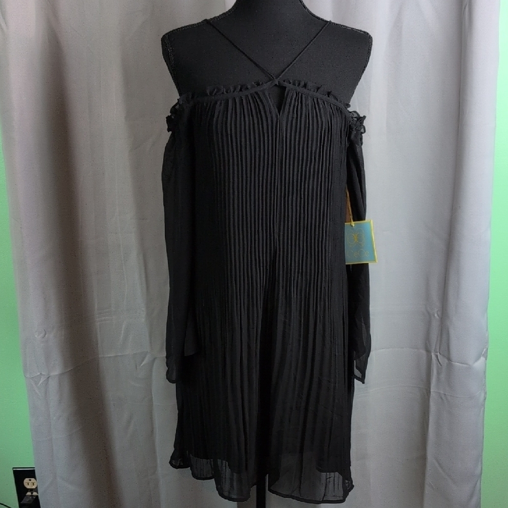 CeCe Black Cold Shoulder Cocktail Dress‎